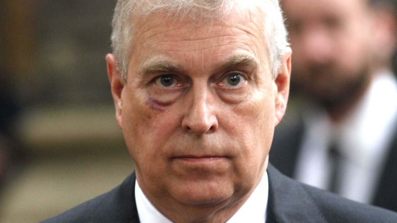 Le prince Andrew regarde vers l'avant