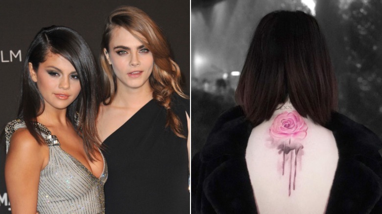 Selena Gomez et Cara Delevingne sur tapis rouge ; Le tatouage de rose de Selena