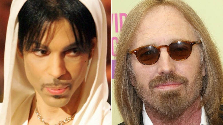 Prince portant une cagoule, Tom Petty portant des lunettes de soleil