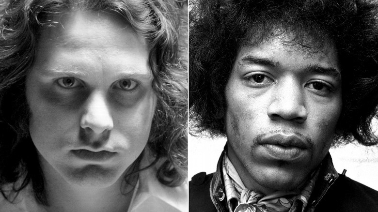 Jim Morrison, Jimi Hendrix avec des expressions sérieuses