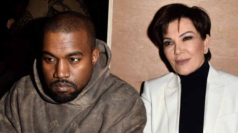 Kris Jenner souriant aux côtés de Kanye West