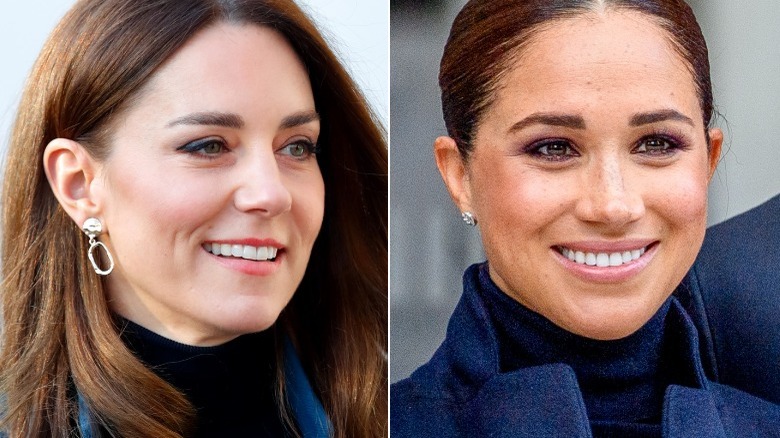 Kate Middleton et Meghan Markle souriantes 