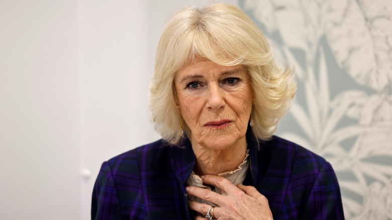 Camilla Parker Bowles regarde au loin