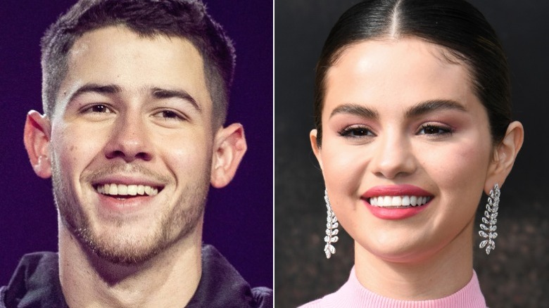 Nick Jonas souriant, Selena Gomez souriante