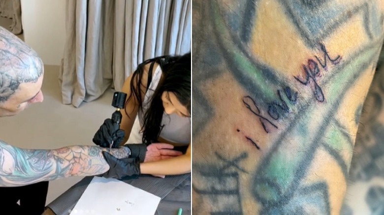 Kourtney Kardashian tatouant Travis Barker