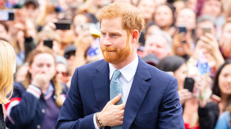 Le prince Harry regarde au loin