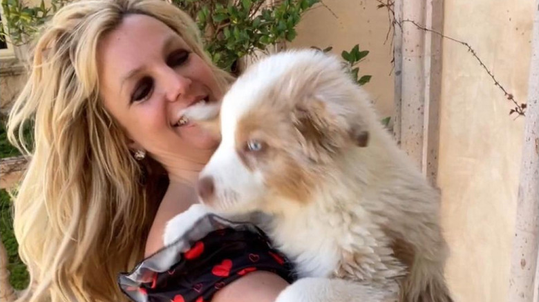 Britney Spears pose avec un chien 