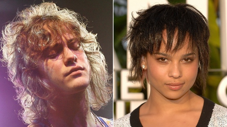 À gauche, Andrew VanWyngarden en train de jouer, à droite, Zoe Kravitz regardant la caméra