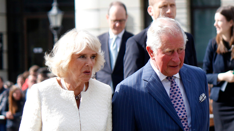 Camilla Parker Bowles, duchesse de Cornouailles et le prince Charles lors d'une visite en Allemagne 2019 