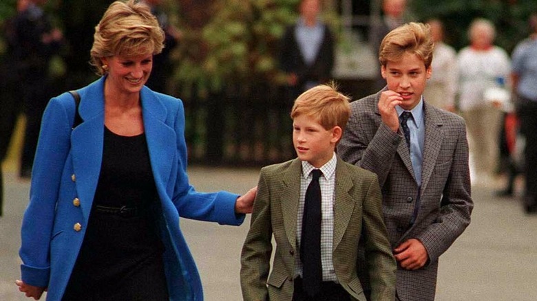 La princesse Diana avec le prince Harry et le prince William