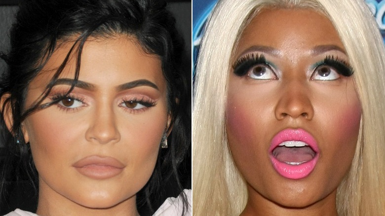 Kylie Jenner a l'air sévère, les lèvres roses de Nicki Minaj Barbie ont l'air choquées