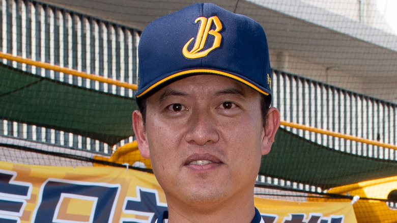 Chien-Ming Wang posant lors d'un match de baseball