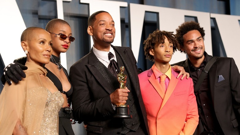 Jada, Willow, Will, Jaden et Trey Smith à l'after de Vanity Fair