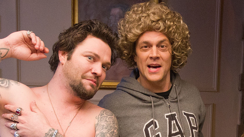 Bam Margera et Johnny Knoxville posent