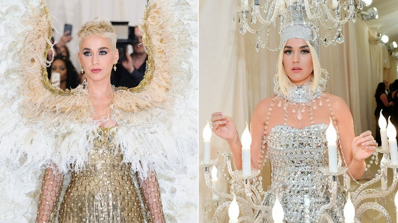 Katy Perry portant des ailes, une robe chandelier