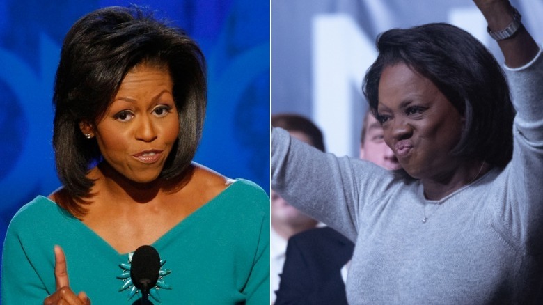 Michelle Obama et Viola Davis avec les lèvres pincées