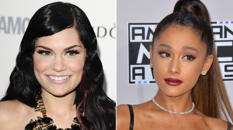 Jessie J souriant, Ariana Grande posant