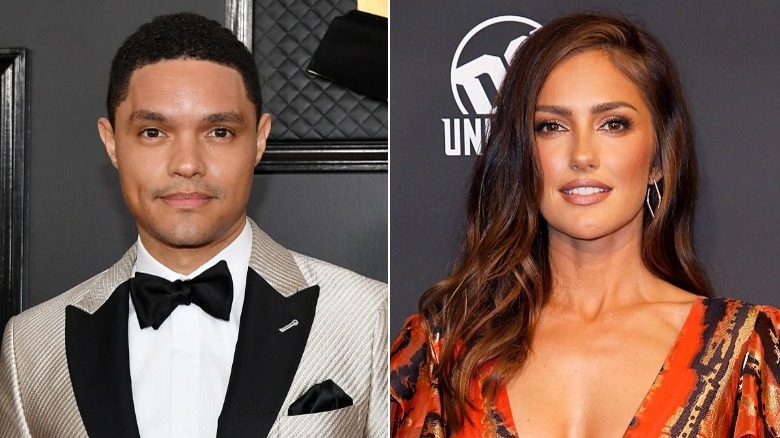 Trevor Noah et Minka Kelly sourient