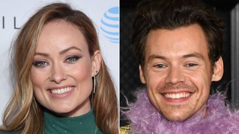 Olivia Wilde souriant et Harry Styles souriant