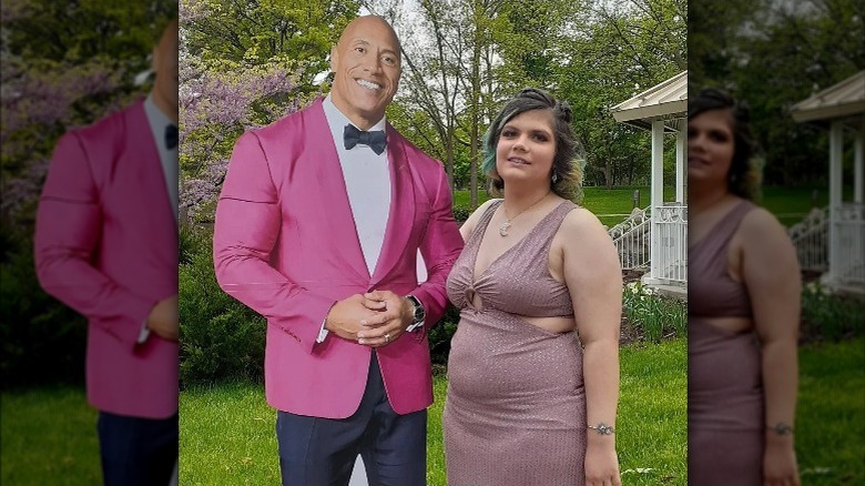 Ado en robe rose avec découpe The Rock