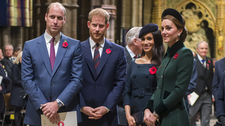 William, Kate, Harry et Meghan ensemble