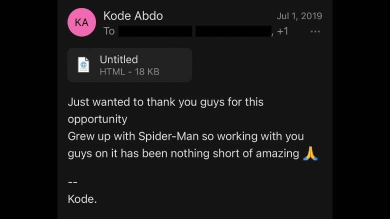 E-mail Kode avec l'équipe Spider Man 