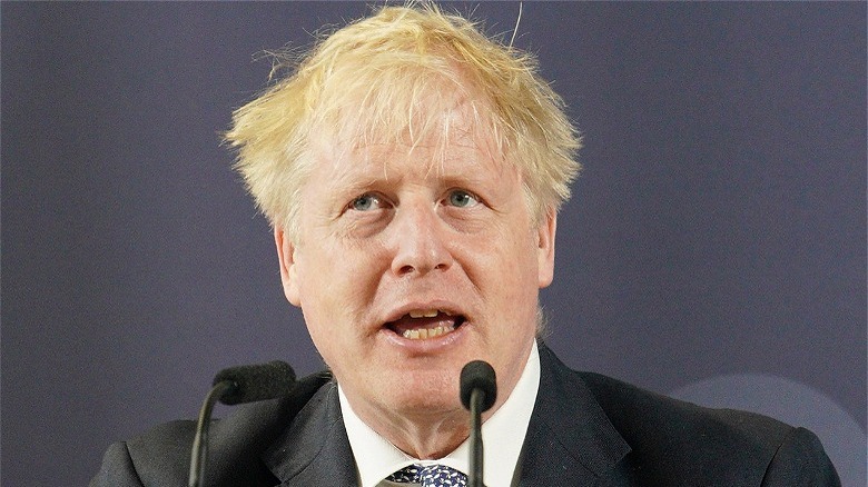 Boris Johnson avec sa côtelette blonde de marque