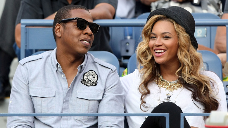 Jay-Z et Beyonce lors d'un match de tennis