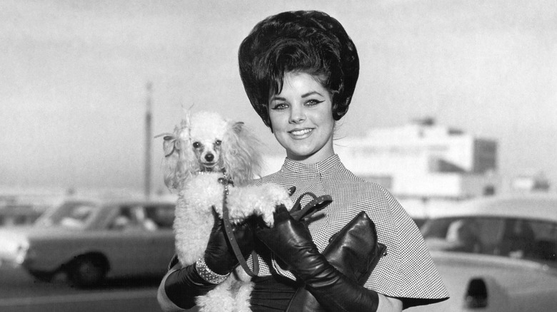 Priscilla pose avec un chiot