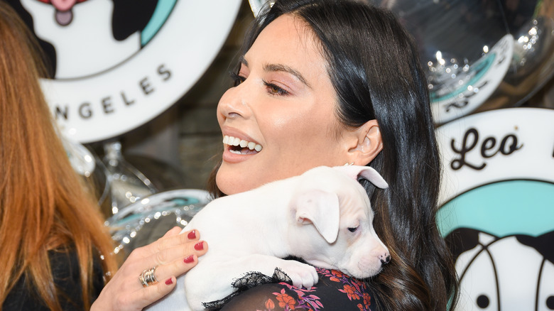 Olivia Munn, tenant un chiot