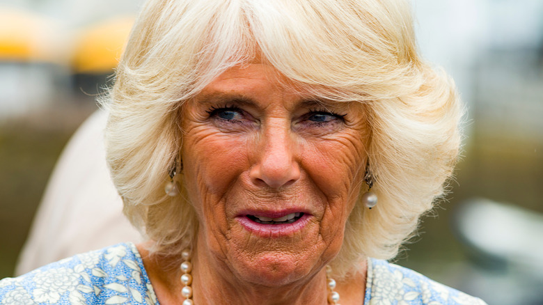 Camilla Parker Bowles regardant sur le côté