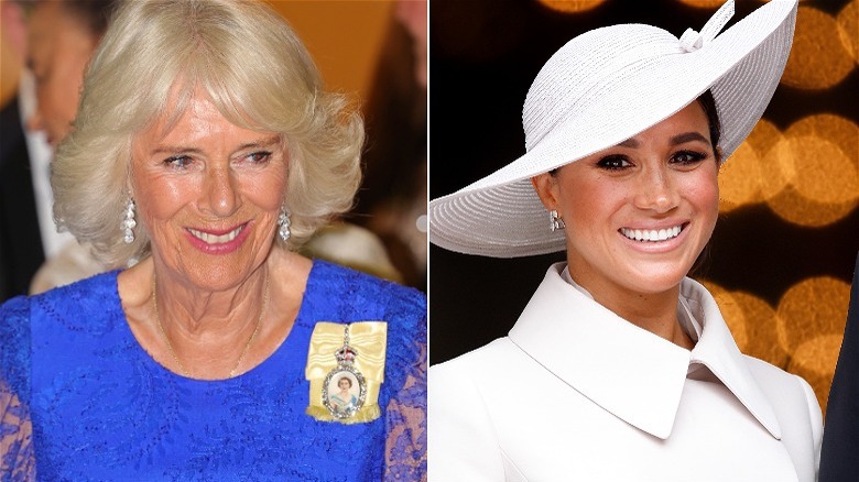 Une image composite de Camilla Parker Bowles et Meghan Markle