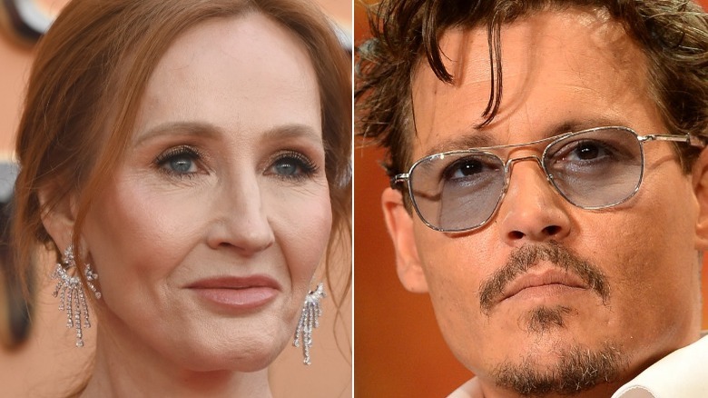 JK Rowling et Johnny Depp lors d'événements 