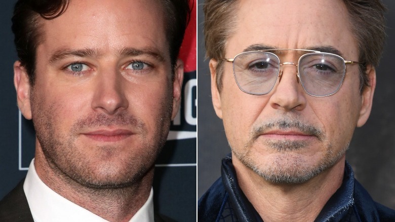 (LR) Armie Hammer et Robert Downey Jr. sur le tapis rouge