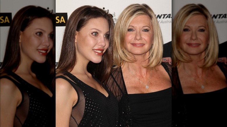 Chloe Lattanzi et sa mère Olivia Newton John sur le tapis rouge