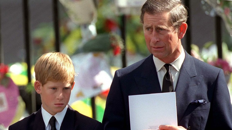 Le prince Harry et le roi Charles aux funérailles de la princesse Diana