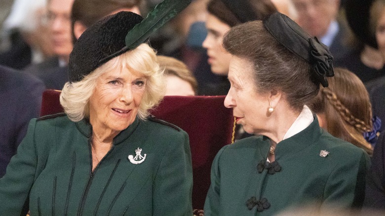 La reine consort Camilla et la princesse Anne parlent