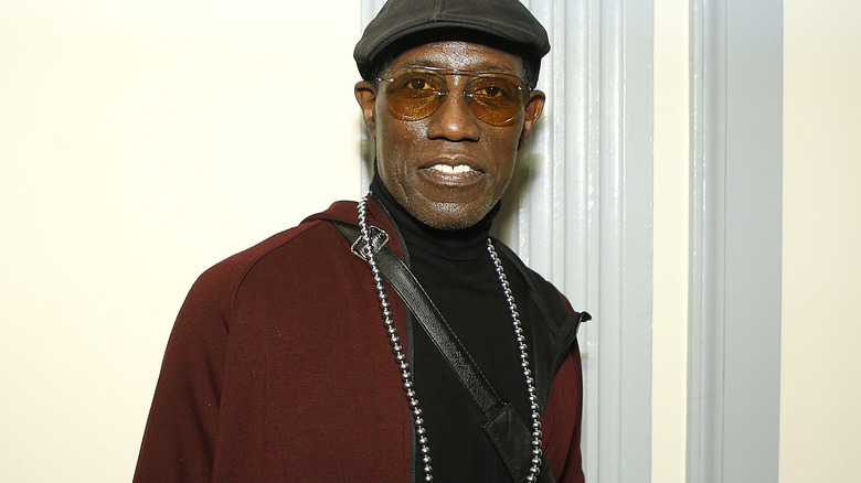 Wesley Snipes souriant, chapeau lunettes de soleil