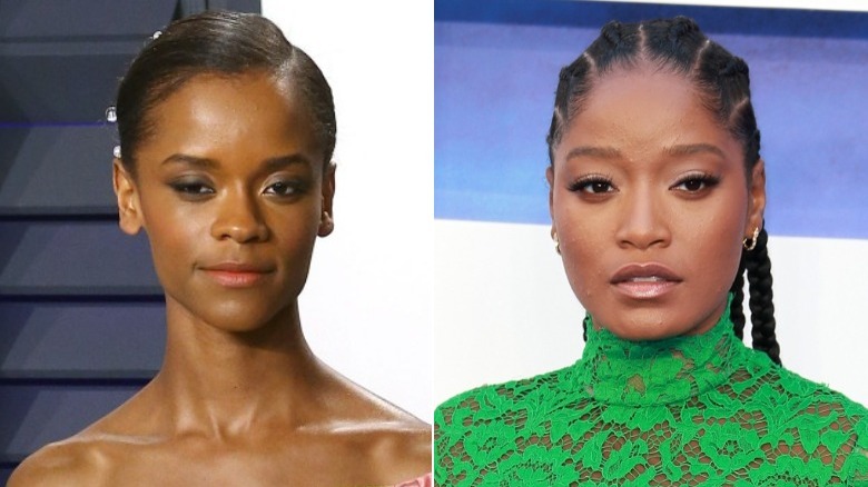 Une image composite de Letitia Wright et Keke Palmer sur le tapis rouge