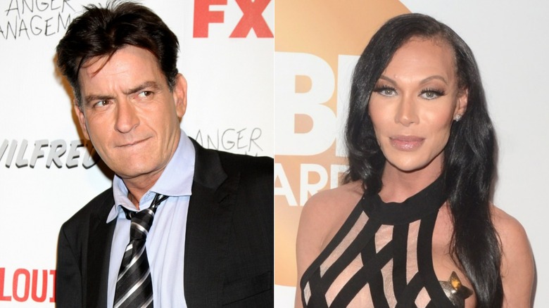 Charlie Sheen posant, Mia Isabella posant 