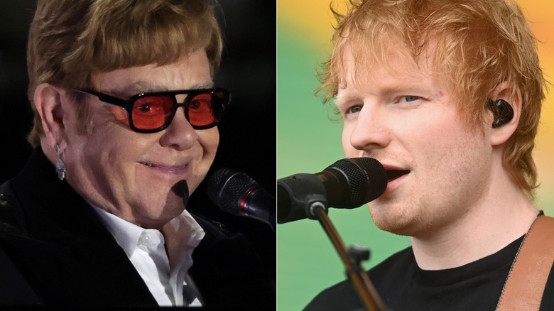 Elton John et Ed Sheeran exécutant une image partagée