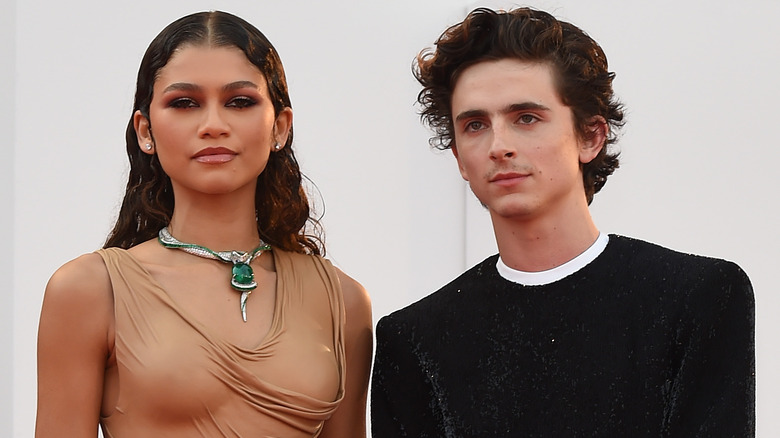 Zendaya, Timothée Chalamet posant