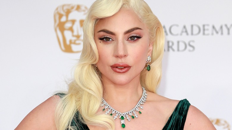 Lady Gaga pose sur le tapis rouge