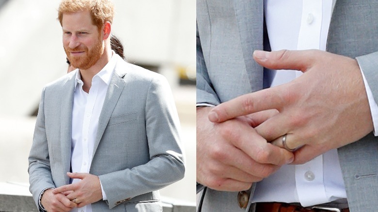 Prince Harry en blazer gris et alliance