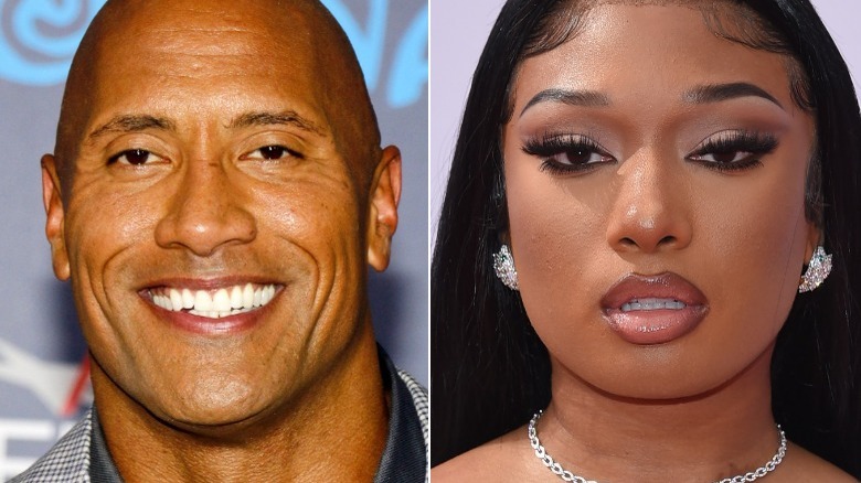 Dwayne Johnson et Megan Thee Stallion posent