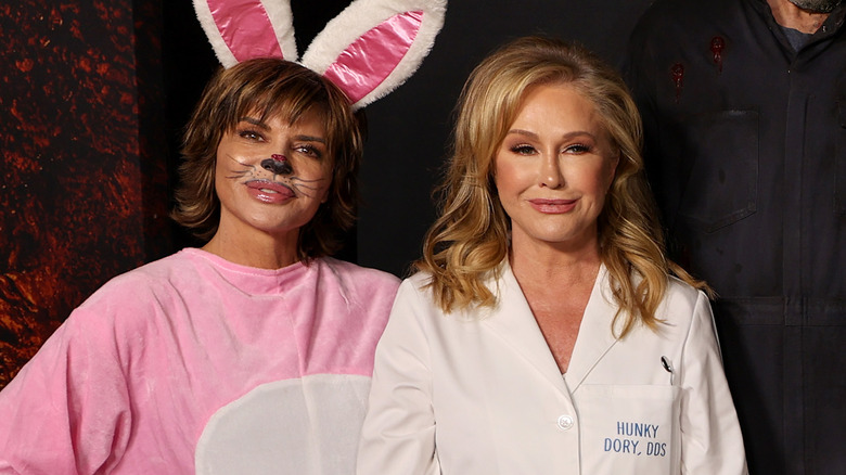 Lisa Rinna et Kathy Hilton posant ensemble en costumes