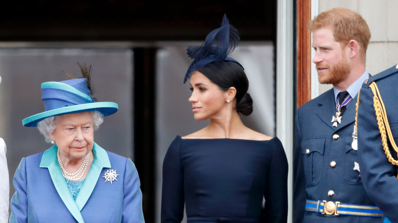 La reine Elizabeth avec Meghan Markle et le prince Harry