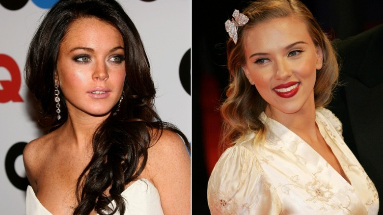 Lindsay Lohan posant, Scarlett Johansson posant