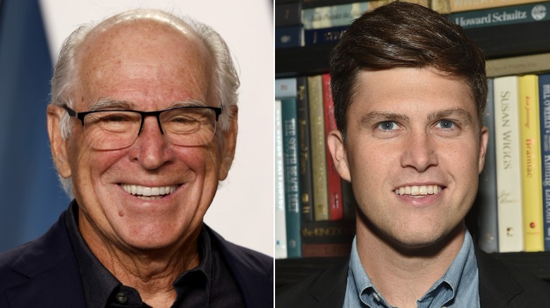 Jimmy Buffett et Colin Jost sourient pour les photos