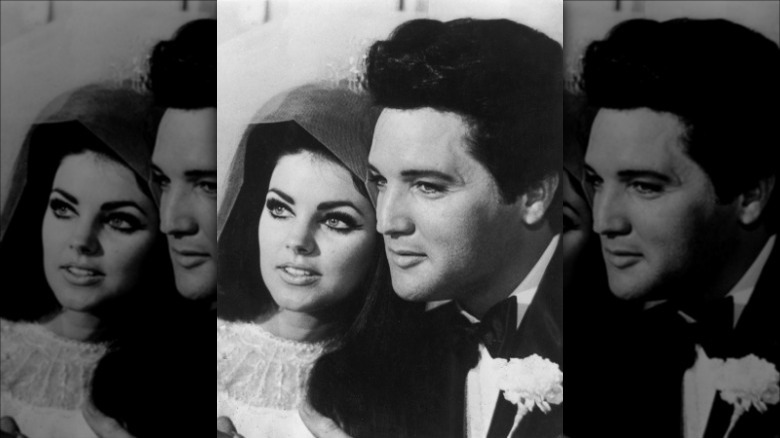 Elvis et Priscilla Presley posent le jour de leur mariage